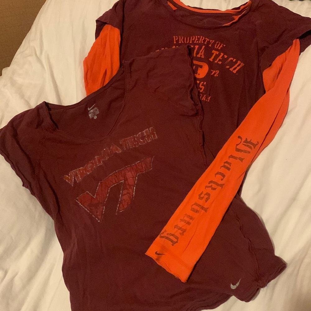 Vintage Nike Virginia Tech Hokies  T-shirts 1-long sleeve 1-short sleeve Med